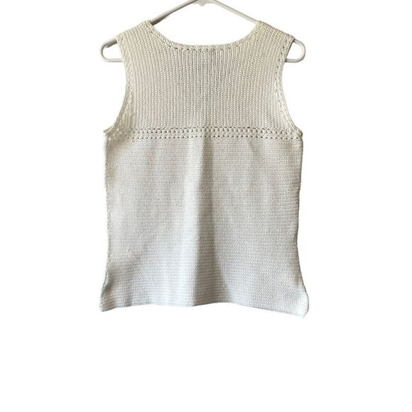 Liz Claiborne White 100% Cotton Knitted Top Coastal Cowgirl Size Small - Picture 2 of 3